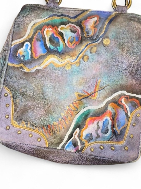 Biacci Handbags - Vintage Hand-Painted Multicolor Leather Tote